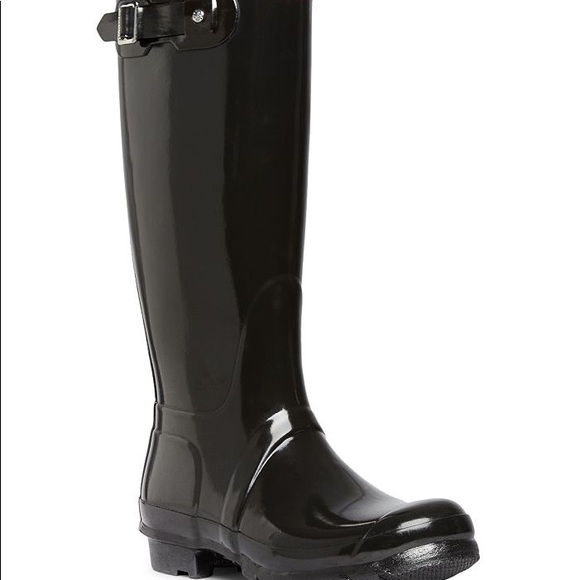 TALL GLOSSY HUNTER RAIN BOOTS (socks included) - Picture 4 of 4